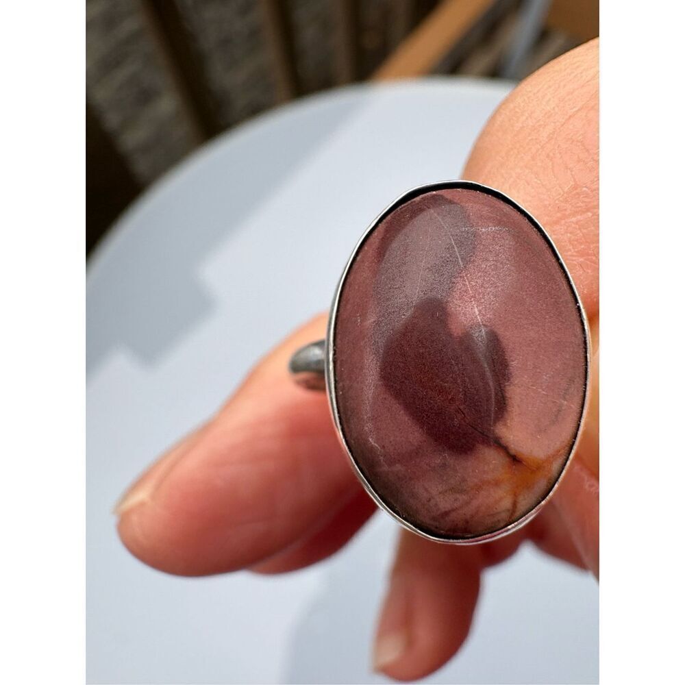 Ring, Chocolate Brown Agate & Sterling Silver Ring, size 7.5, NEW, Handmade